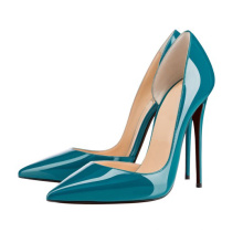 modische synthetische Schaffell Frauen blau reine Farbe High Heel Pumps Schuhe